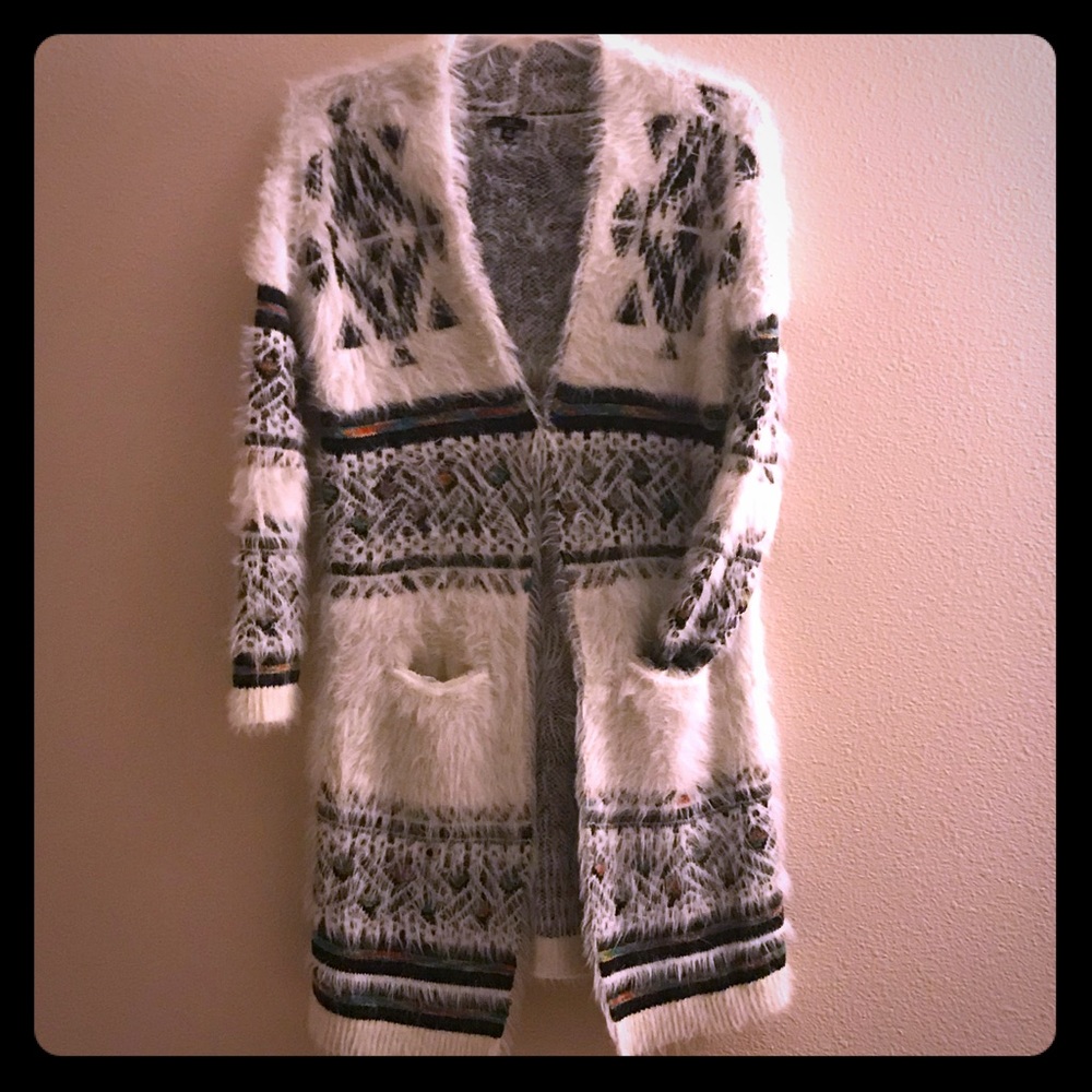 My Michelle Fuzzy Tribal Print Cardigan